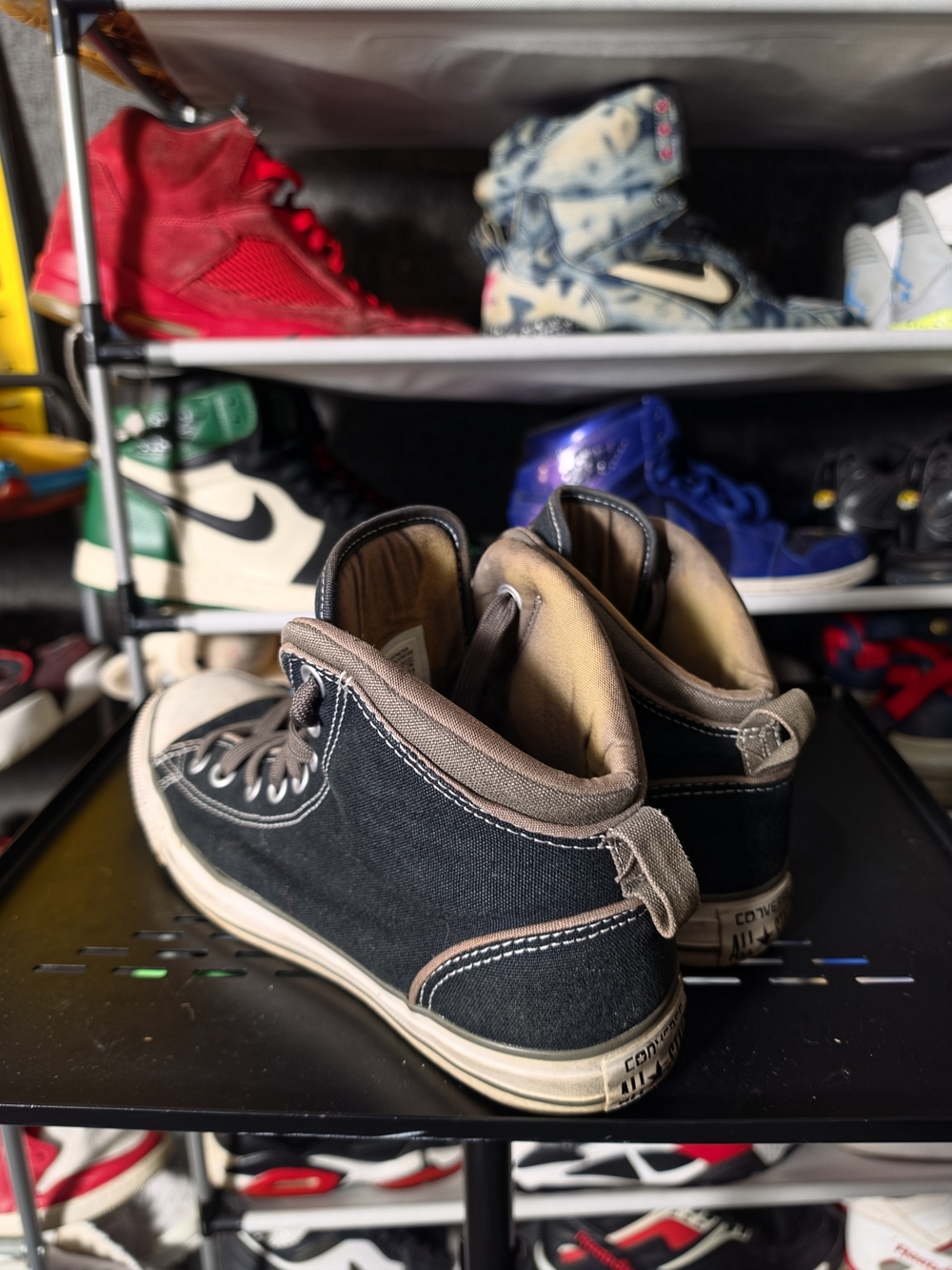 🔥 Converse Black High Top Sneakers Men Size 9 Tan Accents - Picture 5 of 11